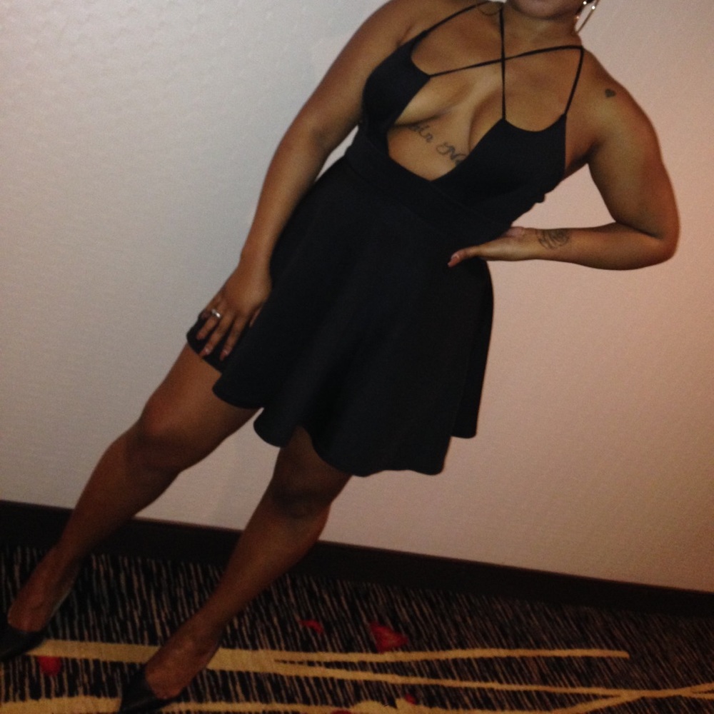 Black Criss Cross Skater Dress